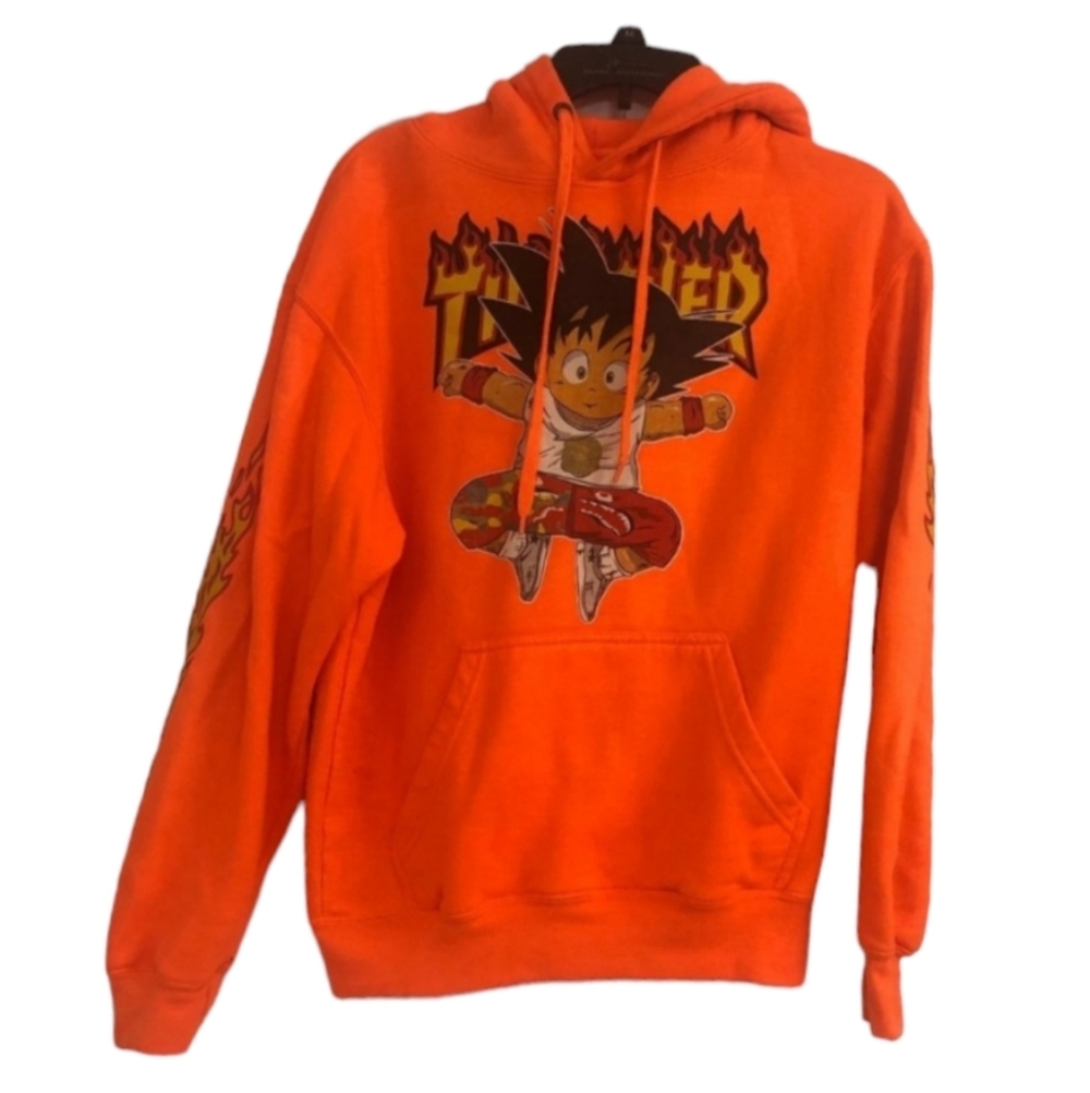 🔥 Southern Saltwater Men's Dragonball Z Goku Thrasher Hoodie Orange, Small 💥 - Picture 2 of 3